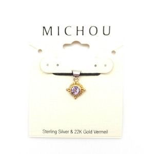 MICHOU FEBRUARY Amethyst Silver & Gold Sq Pendant